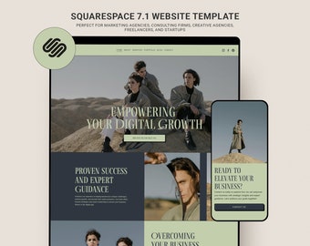 Plantilla de sitio web de Squarespace, agencia de marketing, consultoría, asistente virtual, tema para sitios web de redes sociales, diseño brillante y colorido.