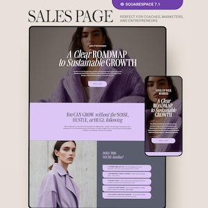 Sales Page Squarespace Website Template. Landing page for coaches, consultants, and service-based businesses