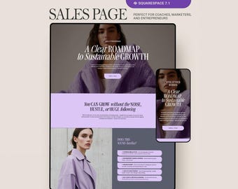 Plantilla de página de ventas para sitios web de Squarespace. Página de destino para coaches, consultores y empresas de servicios.