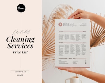 Residential Cleaning Service Pricing List, Editable Clean Price list template, Professional Cleaning business Form, Price sheet, Commercial
