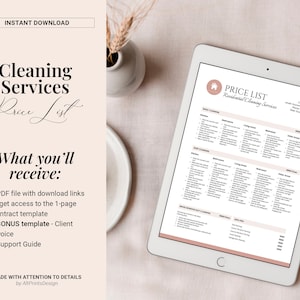 Cleaning Service Pricing List, Editable Clean Price list template, Professional Cleaning business Form, Price sheet, Commercial residential image 2