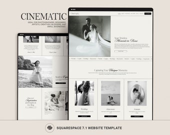 Websitesjabloon fotograaf Squarespace, redactionele trouwfotografieportfoliowebsite, Squarespace 7.1-sjabloon