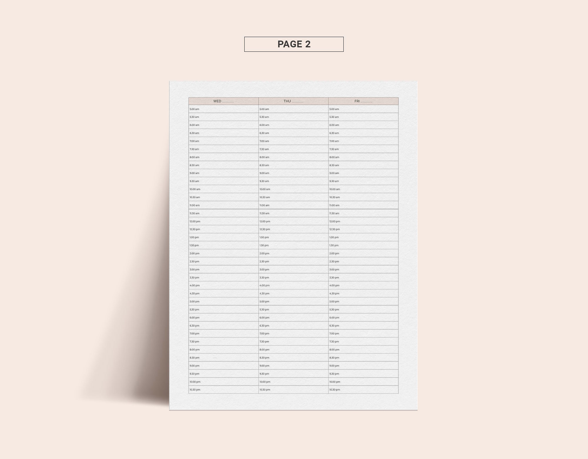 5 Day Hourly Planner, Printable Editable Planner, 2 Pages, Monday Start ...