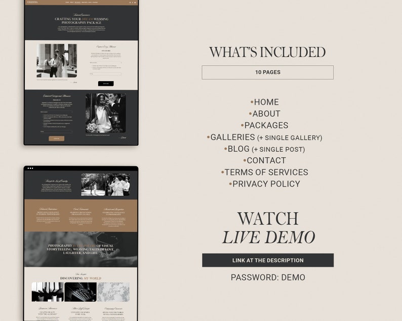 Photography Squarespace Website Template, Wedding Photographer Website, Squarespace 7.1 portfolio template image 3