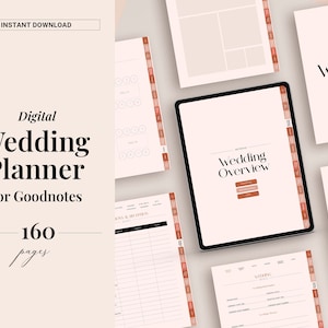 160 Page Wedding Planner for iPad Goodnotes, Complete Digital Wedding Planner, Wedding Itinerary, Wedding To Do List Checklist, Bachelorette