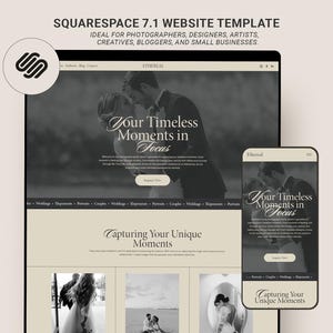 Photographer website template, Squarespace Website Template, Portfolio Website, Editorial Wedding Photography web dedign template, Etherial