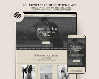 Photographer website template, Squarespace Website Template, Portfolio Website, Editorial Wedding Photography web dedign template, Etherial