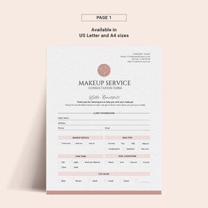 MUA Consultation Form Template, Makeup Artist Client Intake Form ...