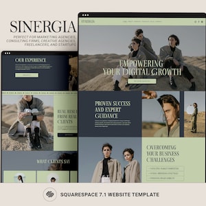Marketing Agency Squarespace Website Template, Consulting, Virtual Assistant, Social Media Website theme, Bright Colorful Design