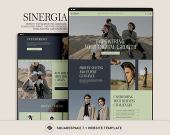 Plantilla de sitio web de Squarespace para agencia de marketing, consultoría, asistente virtual, redes sociales, diseño colorido y brillante.