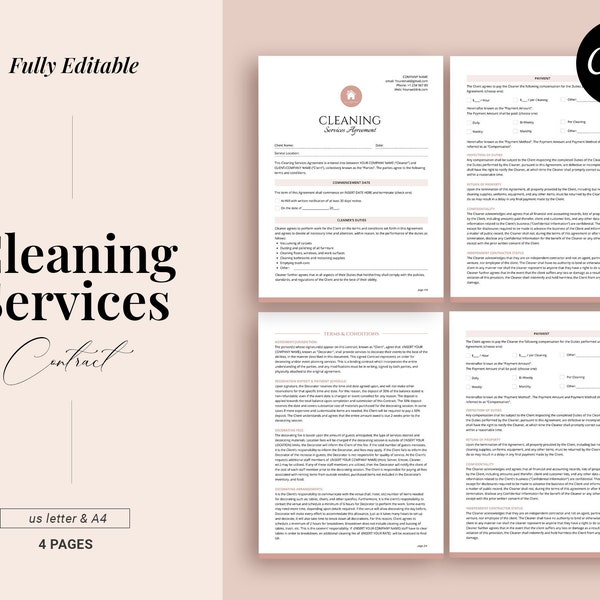Cleaning Lady Contract Etsy