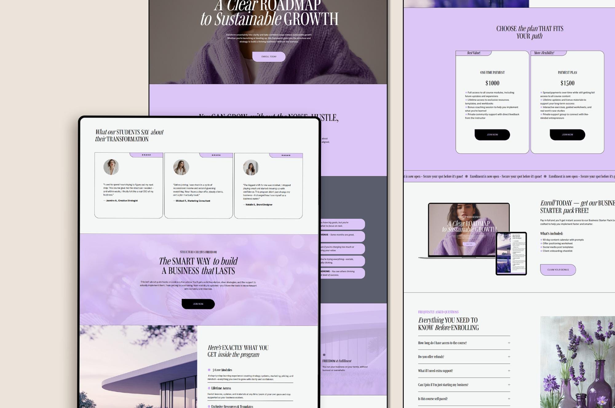 Squarespace Sales Page Template – Lavender Theme – Coaching, Marketing ...