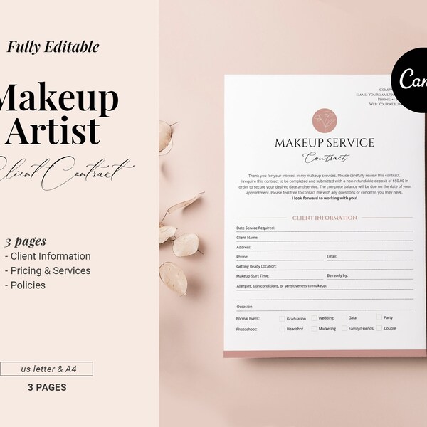 Makeup Artist Booking Form Etsy