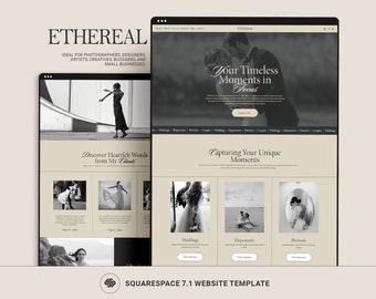 Squarespace-websitesjabloon, portfoliowebsite fotograaf, redactionele trouwfotografie Squarespace 7.1-sjabloon