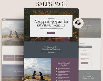Modello di pagina di vendita - Modello di sito Web di una pagina Squarespace 7.1 per coach, terapisti e professionisti del benessere - Aetheria