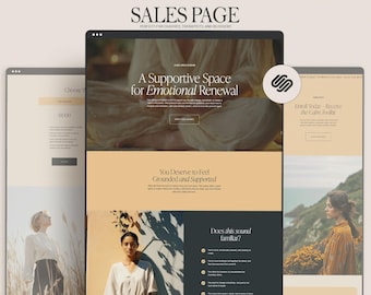 Clarity Sales Page Website Template – One Page Squarespace Website template for Coaches, Therapists, Wellness & Course Creators