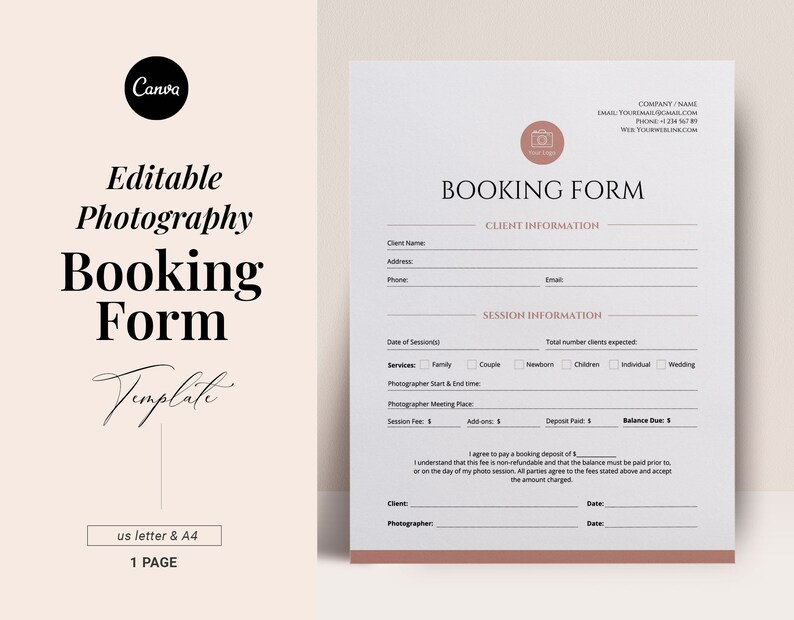 Photography 6 Form Templates Bundle, Wedding Contract, Client Contract ...