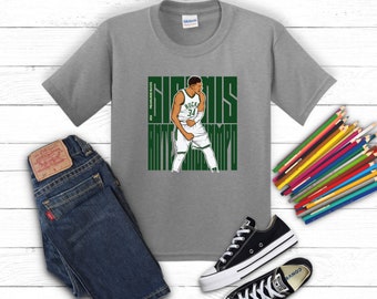 Giannis Antetokounmpo Shirt for kids NBA graphic tee illustration design Milwaukee Bucks gift for him