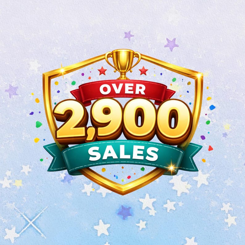 Peut inclure: Une illustration dor&eacute;e en forme de bouclier avec l'inscription "OVER 2,900 SALES". Le nombre est en or, avec une banni&egrave;re rouge au-dessus et une banni&egrave;re turquoise en dessous. Un troph&eacute;e dor&eacute; et des &eacute;toiles sont &eacute;galement pr&eacute;sents sur fond bleu clair.