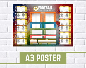 World Cup Wall Chart A3 Poster | Fixtures, Results & Knockout Tracker | UK BST Match Times