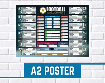 World Cup 2026 Wall Chart Poster – A2 Size, Stadiums, UK Dates & Times (BST)