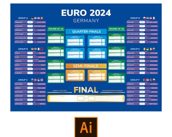 Euro 2024 wandkaartposter - Adobe Illustrator Vector AI-bestand [DIGITAL DOWNLOAD]
