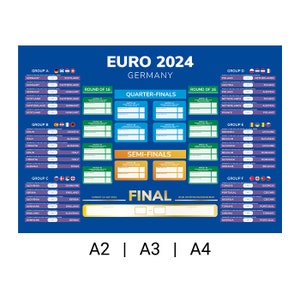 Euro 2024 Wallchart - Printed Paper Version in A2 A3 and A4