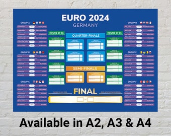 Printed Euro 2024 Wallchart Poster - A2 | A3 | A4 - Choose Size at Checkout - Delivery in Reinforced Envelope - UK Kick Off Times