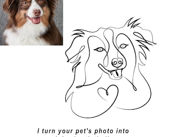Custom Dog Line Art Drawing: Pet Portrait from Photo (Digital Vector File)