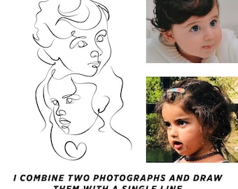 Combine Two Photos One Line: Custom Photo Single Line Drawing (Digital Vector Files)