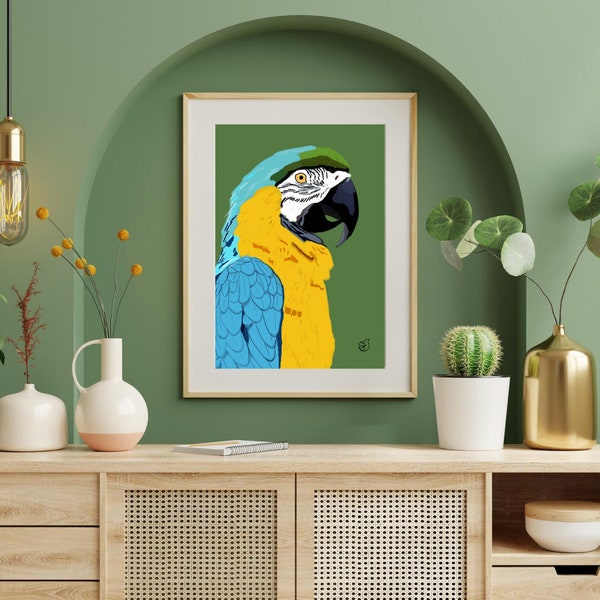 Affiche décorative perroquet jungle