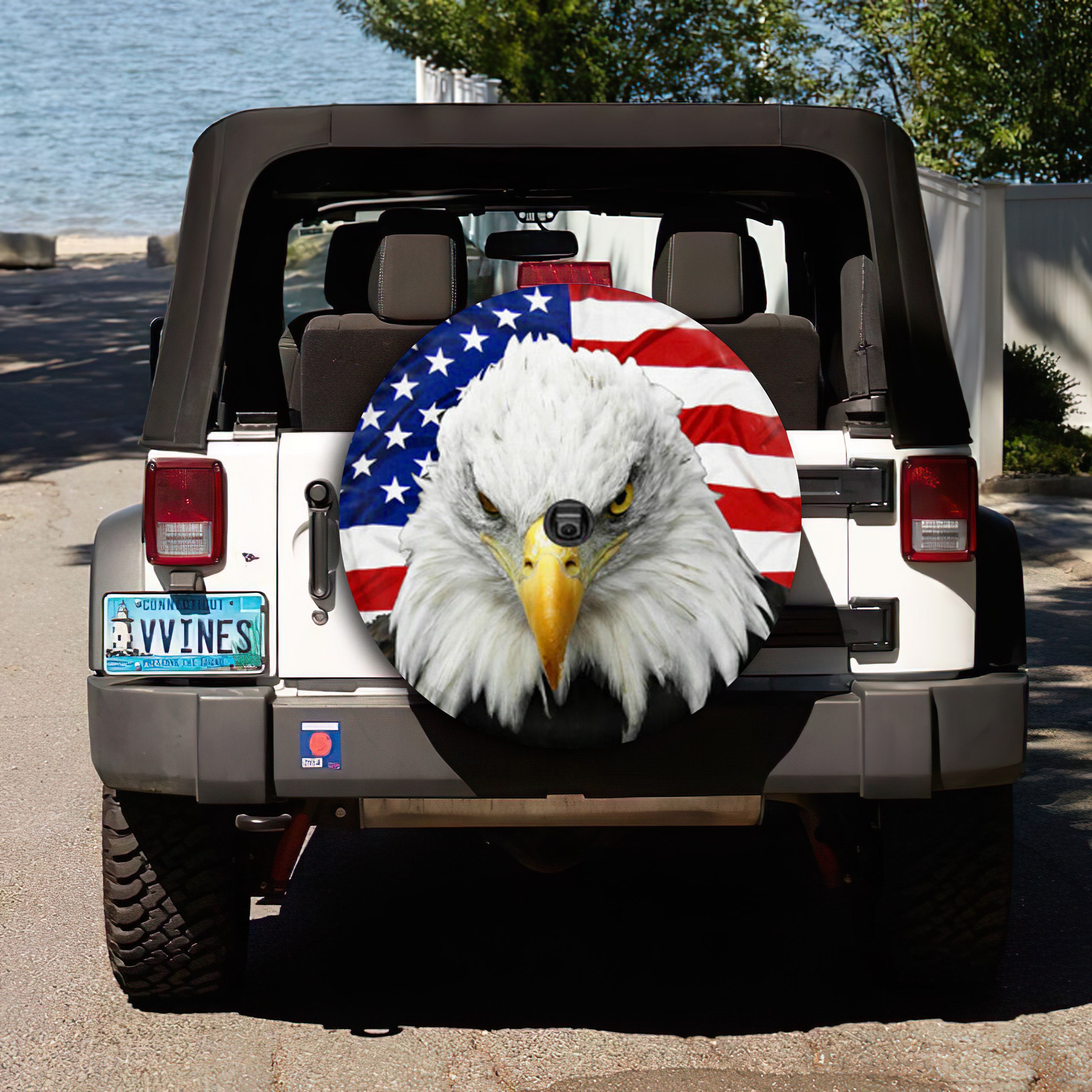 Patriot Eagl3 Usa Flag Jeep Spare Tire Cover