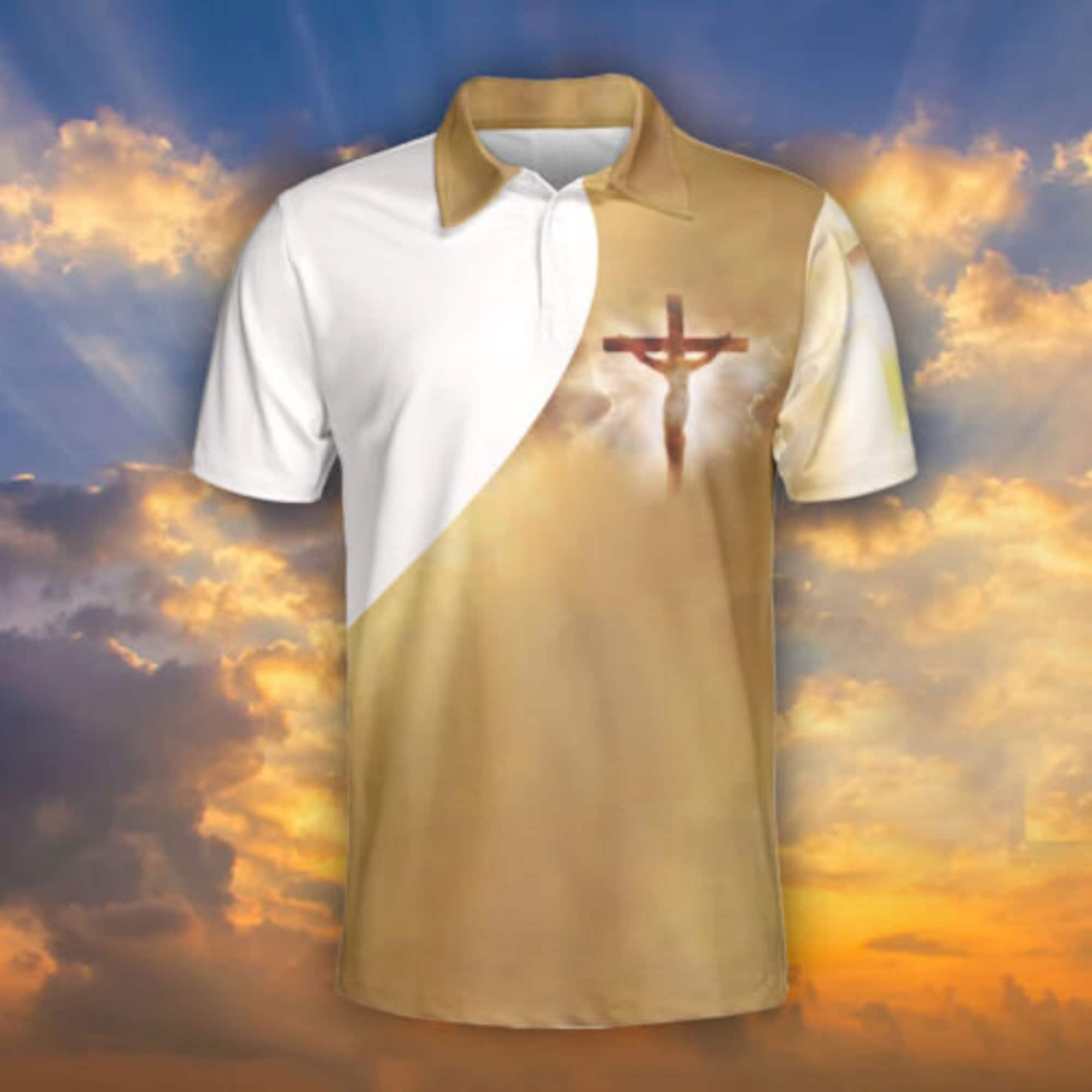 Jesus Cross Lion And Lamb Is My Savior Christian Religious Polo Shirt