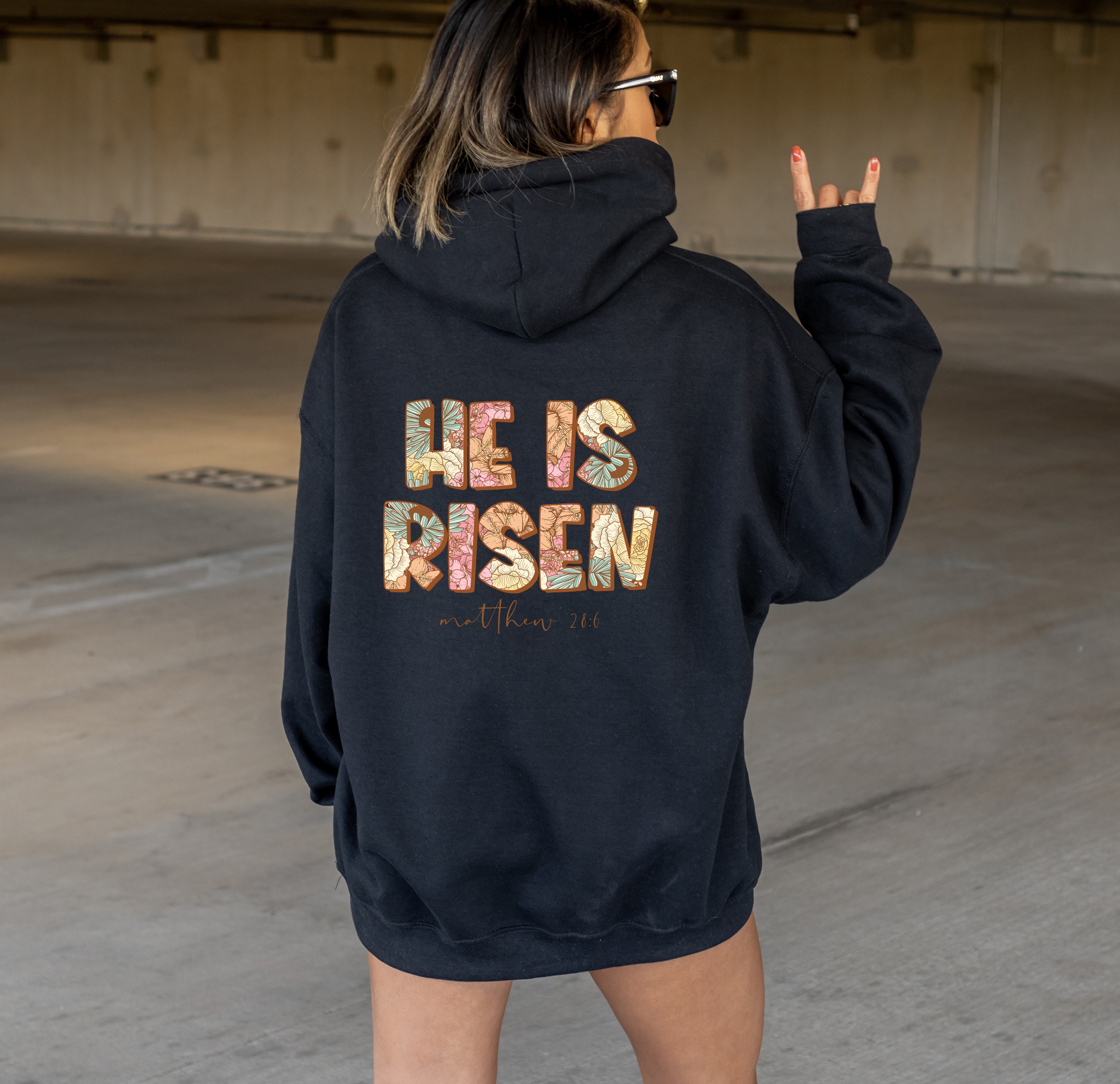 He is Risen Hoodie Easter Bunny Sweatshirt Christian Easter Etsy