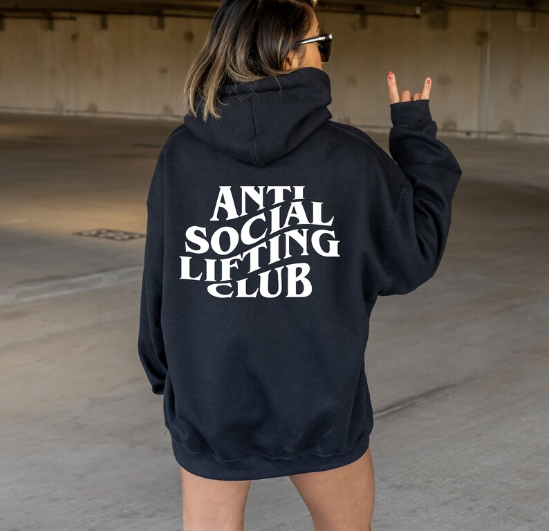 Anti Social Lifting Club Hoodie Anti Social Gym Lover Hoodie image 3