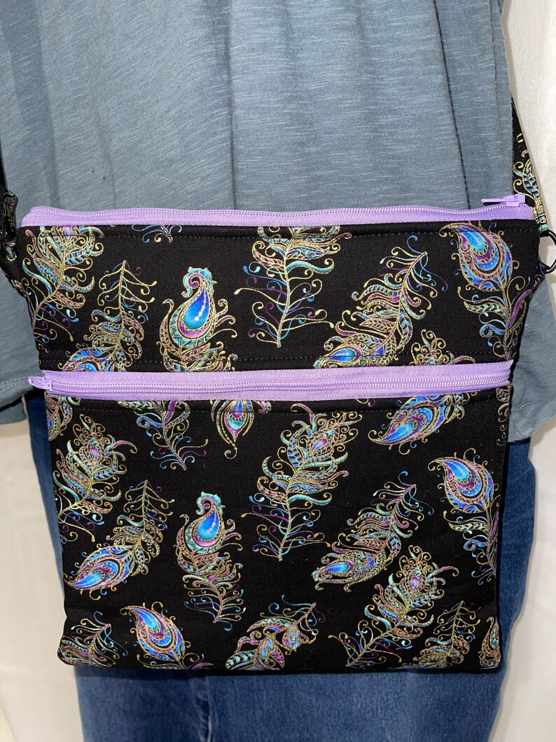 Metallic Peacock Feather Crossbody Bag Etsy