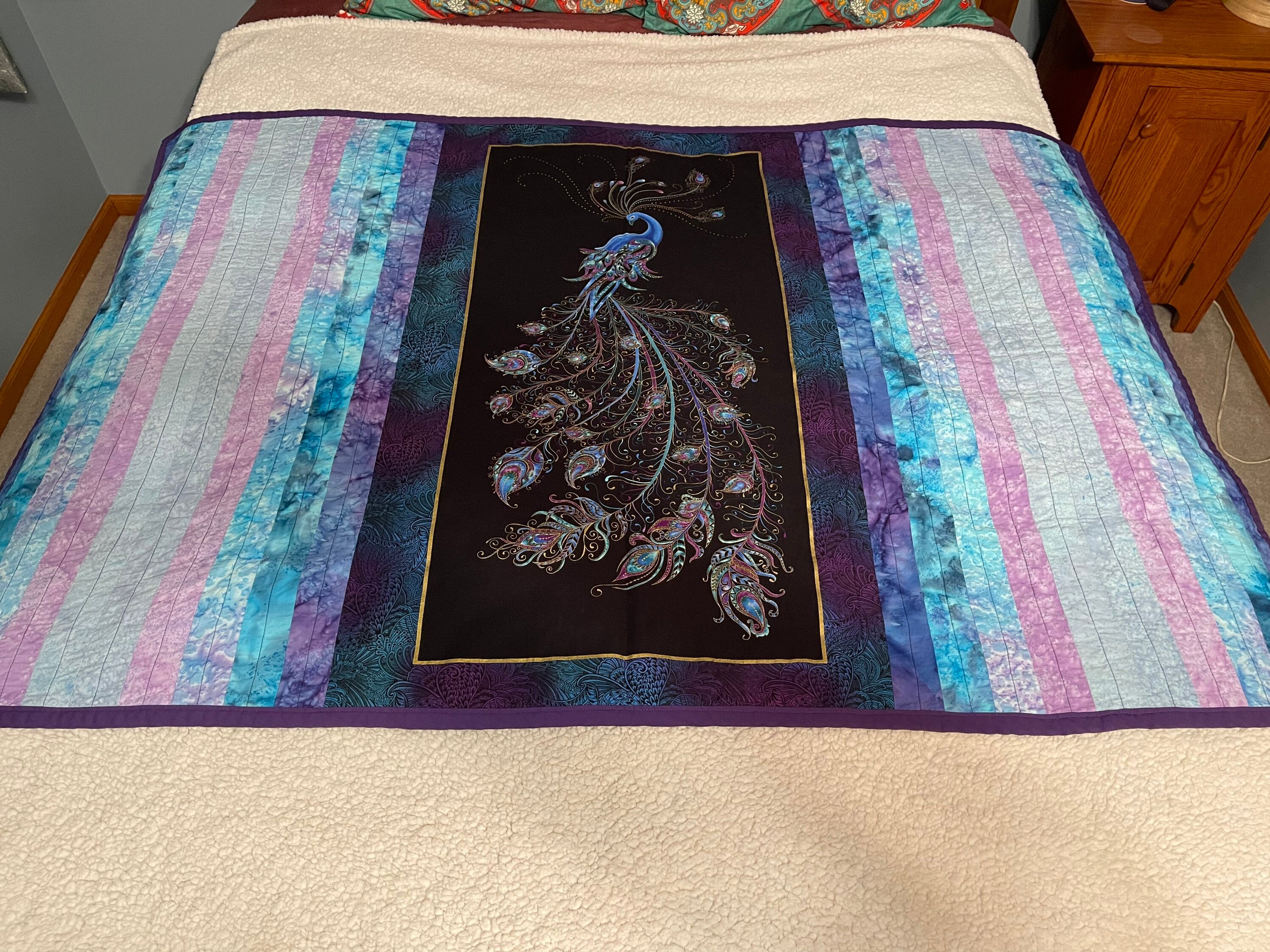 Metallic Peacock Lap Quilt Etsy