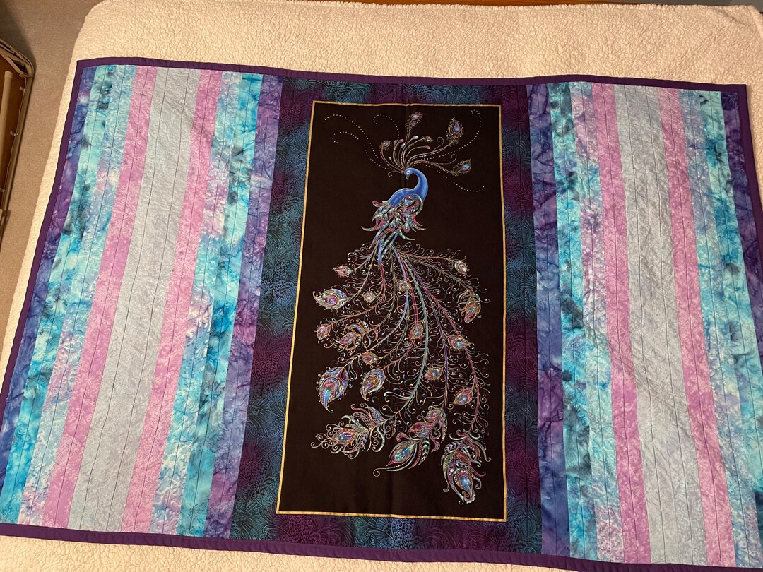 Metallic Peacock Lap Quilt Etsy