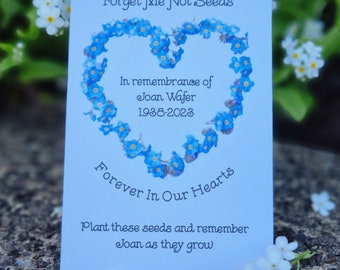 Bespoke Personalized Funeral Favours Personalised Flower seeds forget me nots remembrance memento wildflower cemetery flowers loved ones