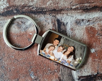 Personalised Metal photo keyring with gift box stocking filler secret Santa Christmas Gift for him for her girlfriend boyfriend dad mum