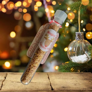 Cibo per renne personalizzato per ogni bambino con il suo nome tubo pieno di cibo amico della fauna selvatica vigilia di Natale renna santa scatola della vigilia di Natale
