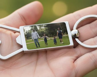 Photo Bottle Opener Keychain - Personalized Steel Keyring Gift