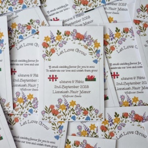 10 x Handmade Personalised Wedding Favours seeds of your choice centrepiece preparation forget me not poppy sunflowers more