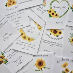 Biodegradable Sunflower Wedding Favours Fully Personalised. Plastic Free. Sunflower Seeds included.