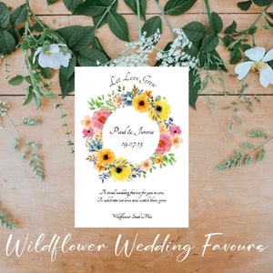 Bomboniere per matrimonio con fiori di campo completamente personalizzate SEMI INCLUSI qualsiasi design fatto a mano ordine bomboniere personalizzate festa sposa sposo personalizzato