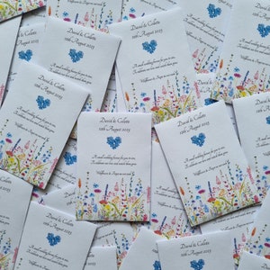 Personalised Wedding Favours with flower seeds of your choice. Party bags gifts table wildflowers sunflower forget me not biodegradable mix