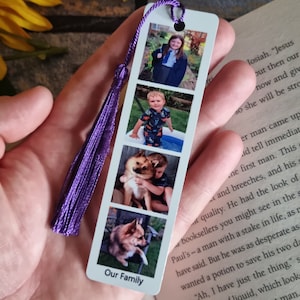 Personalised metal bookmark Photos christmas photo reader gift teacher present bookworm xmas mothers day stocking filler birthday him her image 4