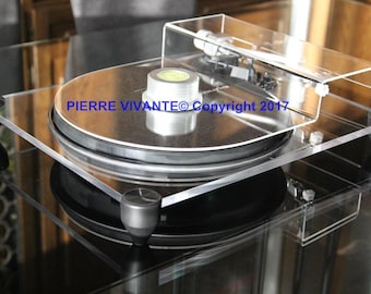 PIERRE VIVANTE® Turntable Dust Cover for e.g. Pro-Ject RPM1/9, DP-47F, Carbon. 30-year warranty "No yellowing"!