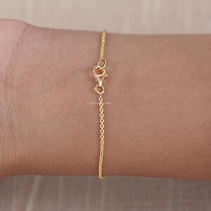 Round Cut Earth Mined Diamond Three Stone Bracelet/ Lab Grown Dainty Diamond Bracelet/ 14K Solid Gold Cable Chain Bracelet For Wedding Gift