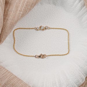 Round Cut Earth Mined Diamond Three Stone Bracelet/ Lab Grown Dainty Diamond Bracelet/ 14K Solid Gold Cable Chain Bracelet For Wedding Gift